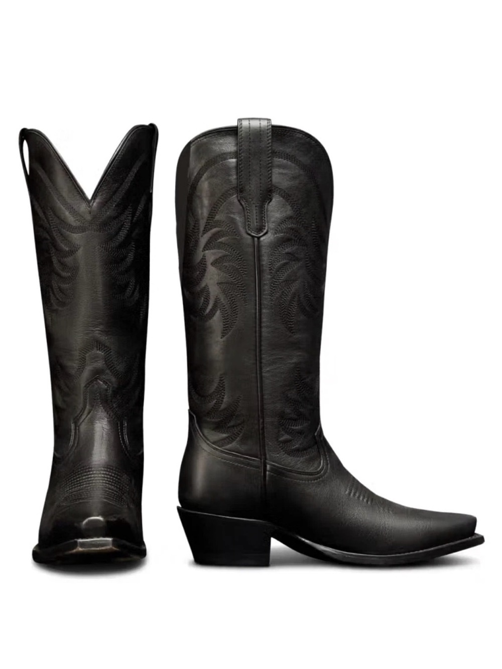 Tecovas Annie Midnight Black Snip Toe Handmade Cowgirl Boots
